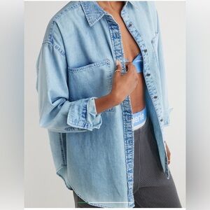 Aerie Anytime Fave Oversized Denim Shirt Size M